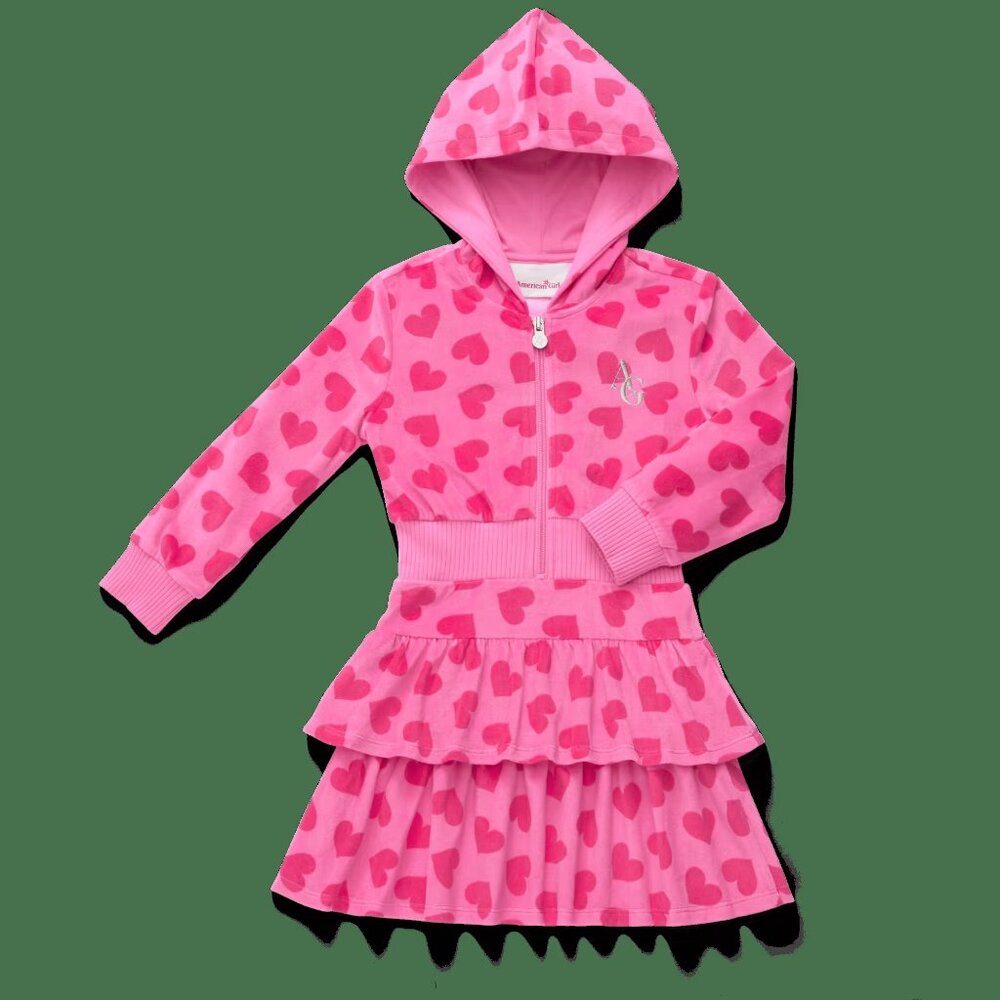 American Girls Pink Hearts Hoodie Dress for Girls, Girls Medium, Size 10/12 - Ne